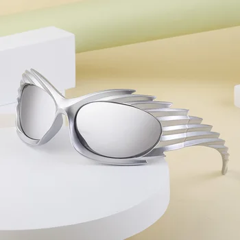 Нови Дамски Правоъгълни Слънчеви Очила Мъжете Y2K Спортни Слънчеви Очила 2023 Луксозна Марка Ретро Пънк 2000-те години на Очила с UV400 Oculos De Sol