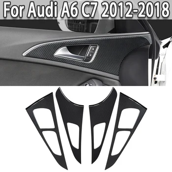 Нови накладки на дръжки вътрешни врати, стикери дверную чаша, декоративна рамка от карбон за Audi A6 C7 2012-2018