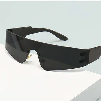 Нови Универсални очила Без Рамки Y2K Футуристични 2023 Нови Спортни Слънчеви Очила Цвят Мода Пънк-Спортни Велосипедни Очила За Мъже