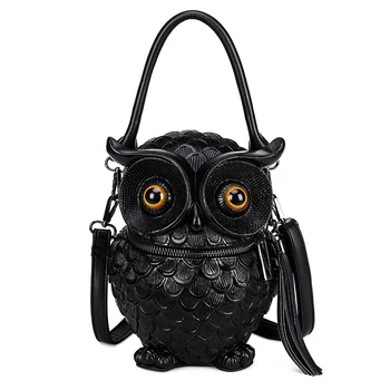 Нови чанти с 3D-изображение на совата за жени, оригинална чанта Giris през рамо, на индивидуален портфейл, дамски чанти, дамски косметичка за партита