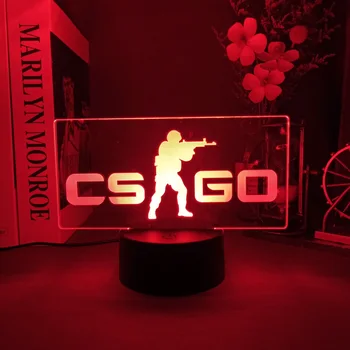 Ночники с логото на играта CS GO, RGB Counter-Strike 3D, Нощни шкафчета, Подаръци за рожден ден, за Украса на цветни атмосфера в спалнята