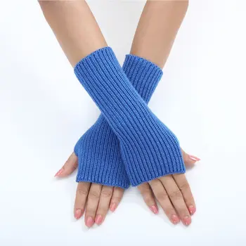 Обикновена възли ръкавици с модерен ръкави на райета, ръкавици за китките, Вълнена прежда, топли ръкавици без пръсти, есен-зима