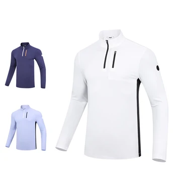 Облекло за голф, спортен отдих, тениска с дълги ръкави, пролет-есен, яка-часова, еластична, Бързосъхнеща мъжки градинска облекло за голф M-XXL