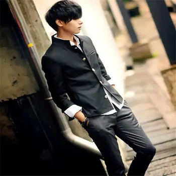 Однобортный Черно яке, Тънка туника, палто за мъже, блейзър за колеж New2022, Японската училищни униформи