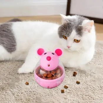 Опаковка топки за котешки храна Чаша за хранене под формата на мишката Красиви играчки за мышат Домашни любимци Интерактивна бавно ясла Регулира диетата на Стоки за домашни любимци