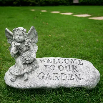 Открит Градина Смола Творчески Добре Дошли Ангел Пасторални Украса Вила, Двор Скулптура Украса Парк Пейзаж Статуя Занаяти