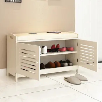 Пейка за съхранение на обувки Organizador с възглавница на седалката, шкаф за обувки, стелаж за обувки, шкаф за обувки, тоалетка с огледало за обувки Mesa Home Furniture FGM