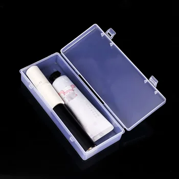 Пластмасов калъф Кутия за съхранение на Козметика Държач Капак Прозрачен Контейнер Органайзер за бижута Канцеларски материали Прозрачен