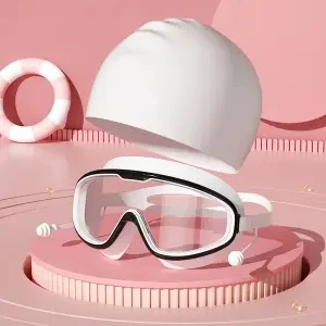Плувни очила Водоустойчив фарове за HD Професионален Мъжки Дамски Очила за плуване в голяма рамка, Капачка за гмуркане, Комплект екипировка