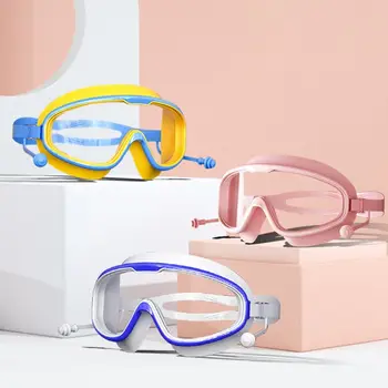 Плувни Очила с големи рамки С затычками за ушите, Очила за плуване с широк преглед, Прозрачни Фарове за Аксесоари За плуване, Плуване за Начинаещи