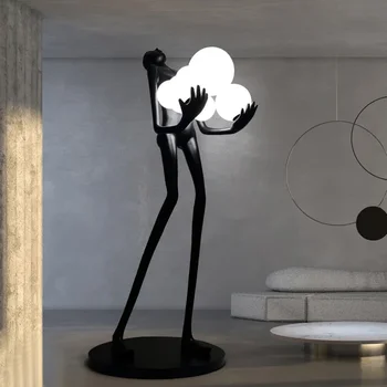 Под лампа с постмодернистским характер, дизайнерски лампа за забавление зала на хотела, скулптура хуманоидни на топка на пода