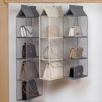 Подвесная чанта-органайзер за гардероб, Прозрачна чанта за съхранение, аксесоари за врати стенни калъф, чанта-органайзер с кожена чанта-закачалка