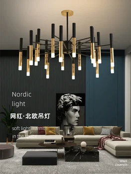 Полилей в скандинавски стил за дневната, модерни минималистичные креативни дизайнерски лампи, италиански светлина, Луксозен модел Room, Черното злато, арт