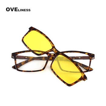 Поляризирани слънчеви очила, Рамки за очила, Мъжки, женски слънчеви очила с магнитна клипсой TR90 Оптични рамки за очила при късогледство рецепта