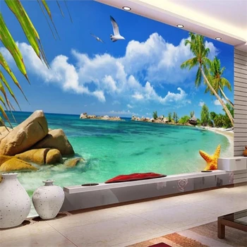 Потребителски фотообои 3D морски камък на Егейско море ТЕЛЕВИЗИЯ фон на стената дневна спалня ресторант бижу живопис фотообои