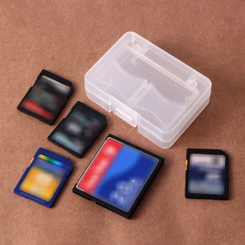 Прозрачна кутия за съхранение CF/SD-карти Пластмасов калъф за защита компактна флаш карта памет Кутия за съхранение
