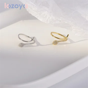 Пръстени от сребро 925 проба Lozoya За жени, Циркон, CZ, Индивидуални пръстени във формата на змия, Прости модни луксозни бижута и Аксесоари