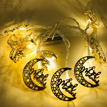 Рамадан Ейд Мубарак Луната Звезда Led Страхотна Венец Венец Ислямското Декоративно Празнично Осветление, Украса На Рамадан 2023