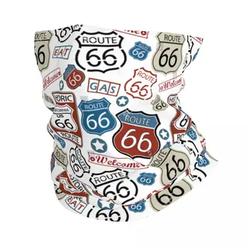 Реколта кърпа Route 66, гамаши за туризъм, къмпинг, жени, мъже, шал-наметало, балаклава за магистралите на Америка, топло