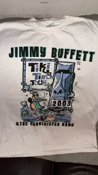 Реколта тениска Jimmy Buffett Tiki Time Tour, 2003, мъжки, L, голяма, двустранен