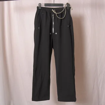 Рик Мъжки Тъмни Панталони С Голям Джоб Работно Облекло Тъмен Плетене На Една От Чист Памук Директни Ежедневни Черни Панталони Owens