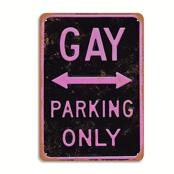 Розова метална лидице знак в ретро стил, само за гейовете, Градинска паркинг, Гараж, Домашен бар, Декорация на стените на клуба, плакати размер 12x8 инча