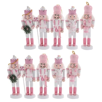 Розови Коледна украса на Детски Лешникотрошачката Войник Кукла Дървени висулки Коледни украси За Навидад Коледна Елха