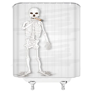 Самоличността на Забавен Човек-череп проста Бяла завеса за душ от водоустойчив полиестер Завеса за душа в банята с 12 куки