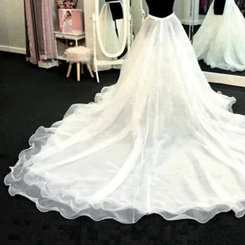 Сватбена свалящ пола с влак от органза на едро За рокли, Сватбена горната пола, долни поли, рокля за младоженци