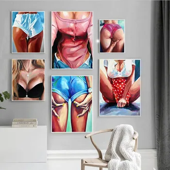 Секси дамски плакати на отпечатъци и отпечатъци, абстрактна живопис върху платно, стенни художествени картини за всекидневна, декориране на дома