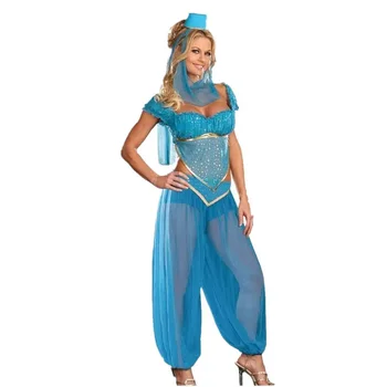 Секси костюм на Богиня Принцеса Жасмин За възрастни, Дамски карнавални Костюми за Хелоуин, Представяне на Танца на корема, Арабски костюм Размер S-XXL