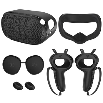 Силиконов Защитен Калъф Shell Case За Oculus Quest 2 VR Headset Head Face Cover Eye Pad Дръжка За Захващане на Бутона на Капака Аксесоари За Виртуална реалност