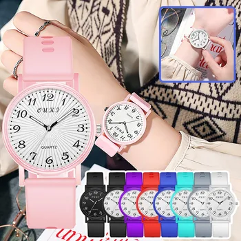 Силиконови часовници Студентски кварцов дамски часовник с цифрова от Елегантни Дамски часовници Дамски ежедневни дамски часовници и Луксозна мода