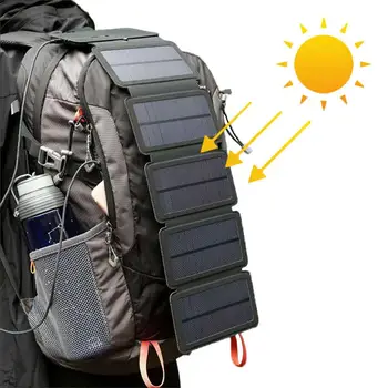 Складное зарядно устройство за слънчеви панели на открито, на портативно устройство, USB изход, захранване за къмпинг, Походный раница, туристически совалка