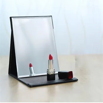 Складное огледало за грим TSHOU299 от изкуствена кожа, Джобно Регулируема Правоъгълно ультратонкое десктоп огледало с висока разделителна способност, използвани за пътуване, Козметично огледало