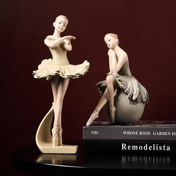 Скулптура момиче-балет в европейски стил, Настолни Фигурки от смола, Творчески герои, Подарък за приятелка, Фигурки на Ангели, Домашен декор