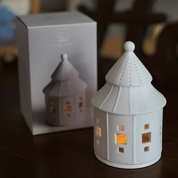 Сладкарница Коледа Dream, Порцелан къща ръчно изработени, Керамичен Свещник, Украсата на масата, за Декорация на дома, лампа за дома