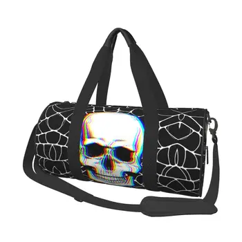 Спортна чанта-мрежа, спортна чанта за Хелоуин, голям череп, готическия Мъж жена, Оксфорд чанта за поръчка, ретро чанта за фитнес