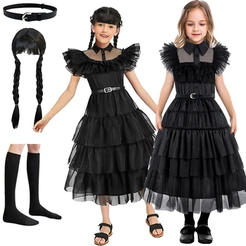 Сряда ролева игра костюм 2023 нов Хелоуин карнавальная парти черна вечерна рокля момичета филм Желание рокля аша