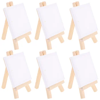 Статива Мини Комплект за Рисуване Върху Платно Малка Дървена Витрина Поставка за Дървена дъска Boardspaint Платна Panelsartist Kit Опъната Кърпички