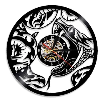 Стенен Винил часовници Terror Змия, модерен дизайн, Стенен часовник с животни, Табела, Висящи Часовници, Начало Декор, любим любители на дивата природа