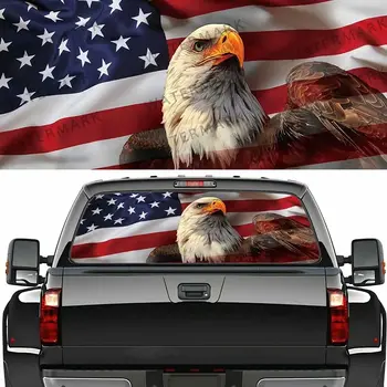 Стикер на задното стъкло на колата с изображение на орел от флага на сащ САЩ, етикети от перфорирана фолио на задното стъкло на камион, защита от драскотини