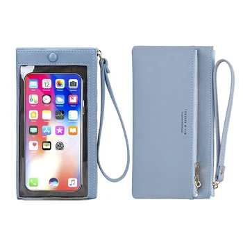 Стилна нова дамска чанта, просто малка, прясна, двойна, однотонная, всичко може да бъде със сензорен екран, в чантата си за мобилен телефон.