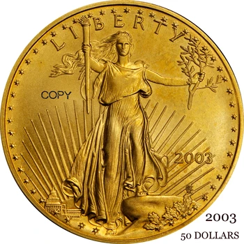 Съединените Щати на САЩ 2003 $50 на 50 Долара за Една Унция на Американския Тънък Златен Орел В кюлчета Сеченето на САЩ Liberty Латунная Метална Копирни монета