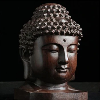Творческа Нова Статуя На Буда Дървена Статуетка На Шакямуни Татхагаты Индия Статуя На Главата На Буда Занаяти Декоративен Орнамент