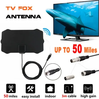 Телевизионна антена приемник 1080p Портативен усилвател с висок коефициент на усилване на 500 мили за вътрешния цифров усилвател за ТВ-конзоли HDTV Антена Smart TV
