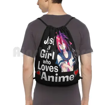 Тениска с аниме за момичета-просто едно момиче, което обича аниме, раница, чанта от съвсем малък, спортна чанта за конна езда, скално катерене, аниме Момичета Обичат