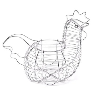 Титуляр кошница за яйцата от метална тел в формата на пиле, готварска кошница за багаж, багажник за декор, кошница за яйца във формата на пиле