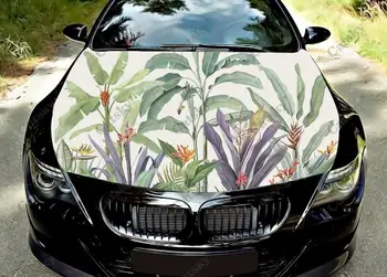 Тропическата Ботаническа Бананов лист, Винил върху предния капак на автомобила, Винил фолио, етикети на капака на двигателя, Стикер за автомобил, Автоаксесоари
