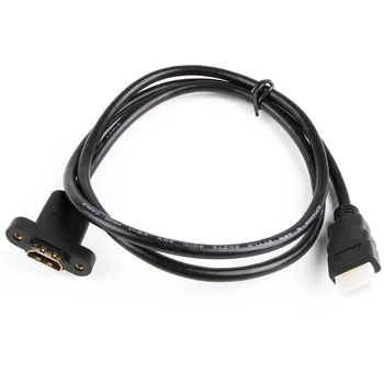 Удлинительный HDMI кабел и от мъжа към жената с винтовым монтиране на панел V1.4 за HDTV с разделителна способност от 1080PPS, позлатени